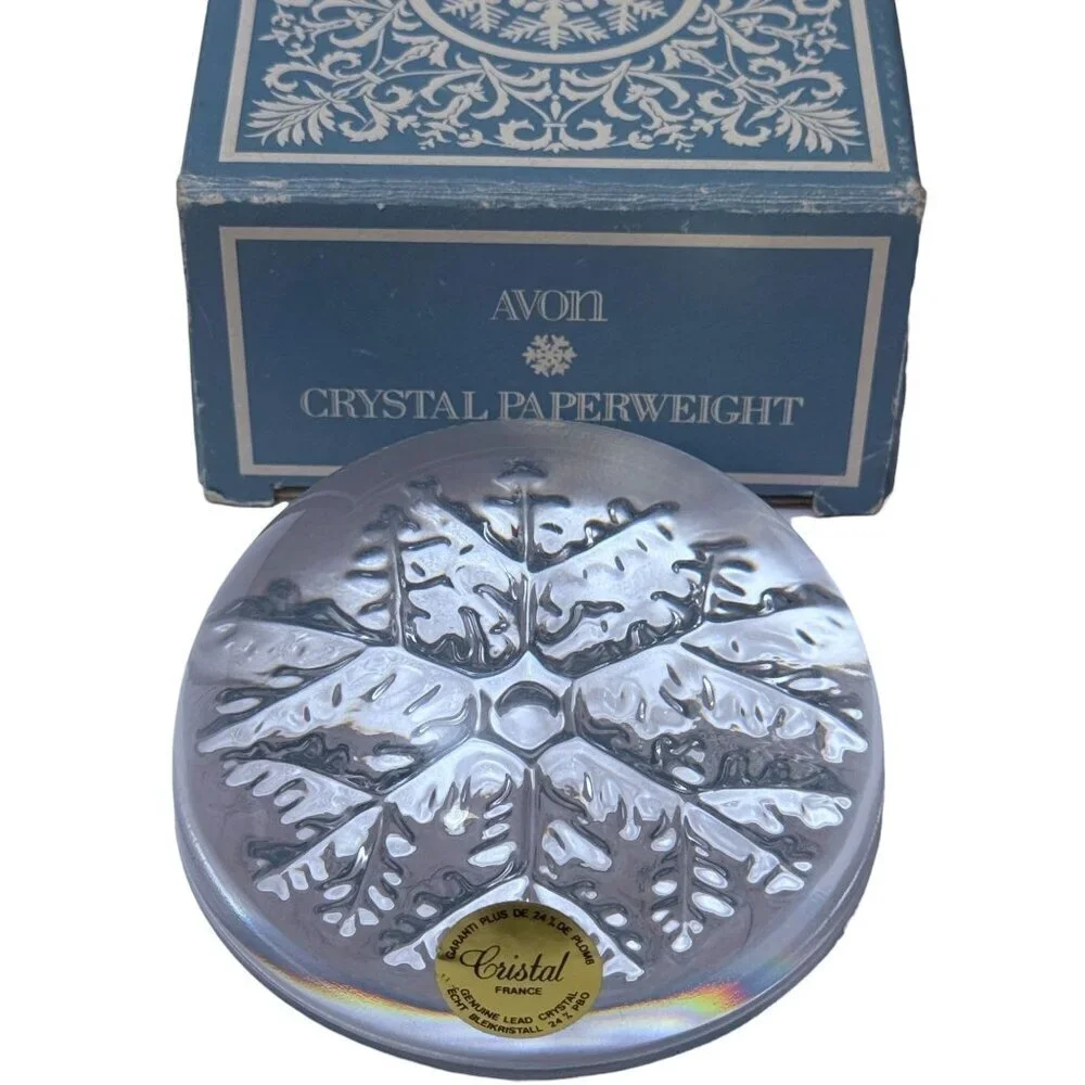 Crystal Snowflake Paperweight by Avon Clear Made in France Christmas Collectible